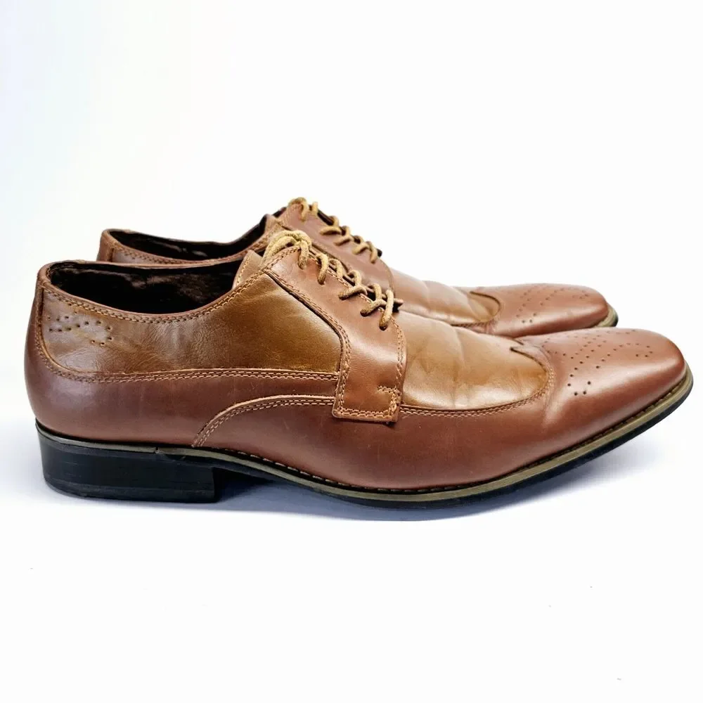 Paulo Solari Wingtip Dress Shoes Mens 13M Brown Leather Lace‎ Up Oxfords Classic